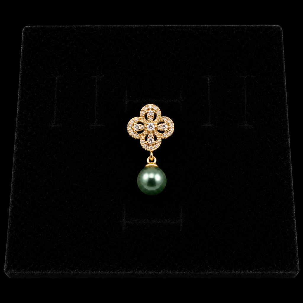Gold Four Leaf Pearl Pendant