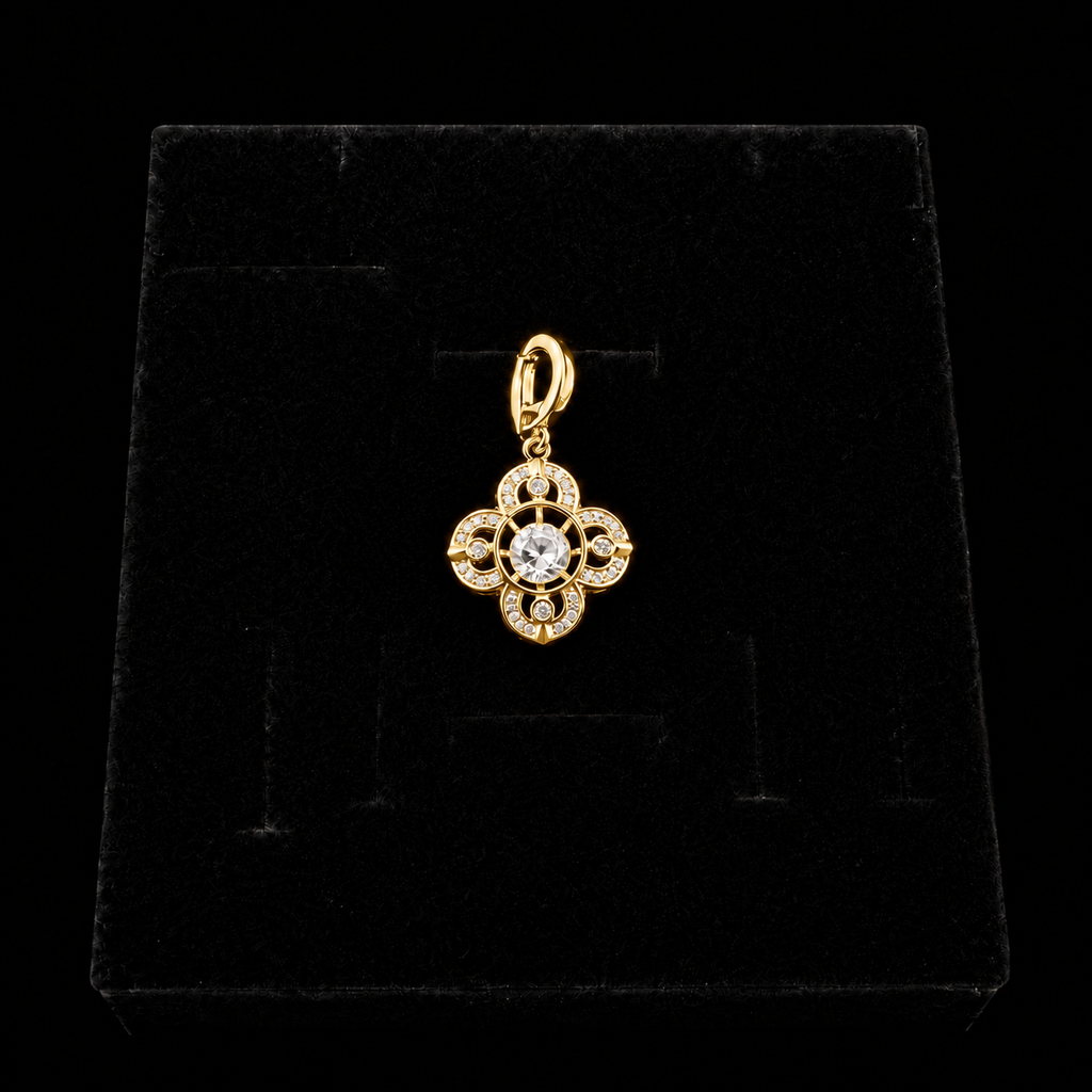 Gold Pearl Quatrefoil Pendant