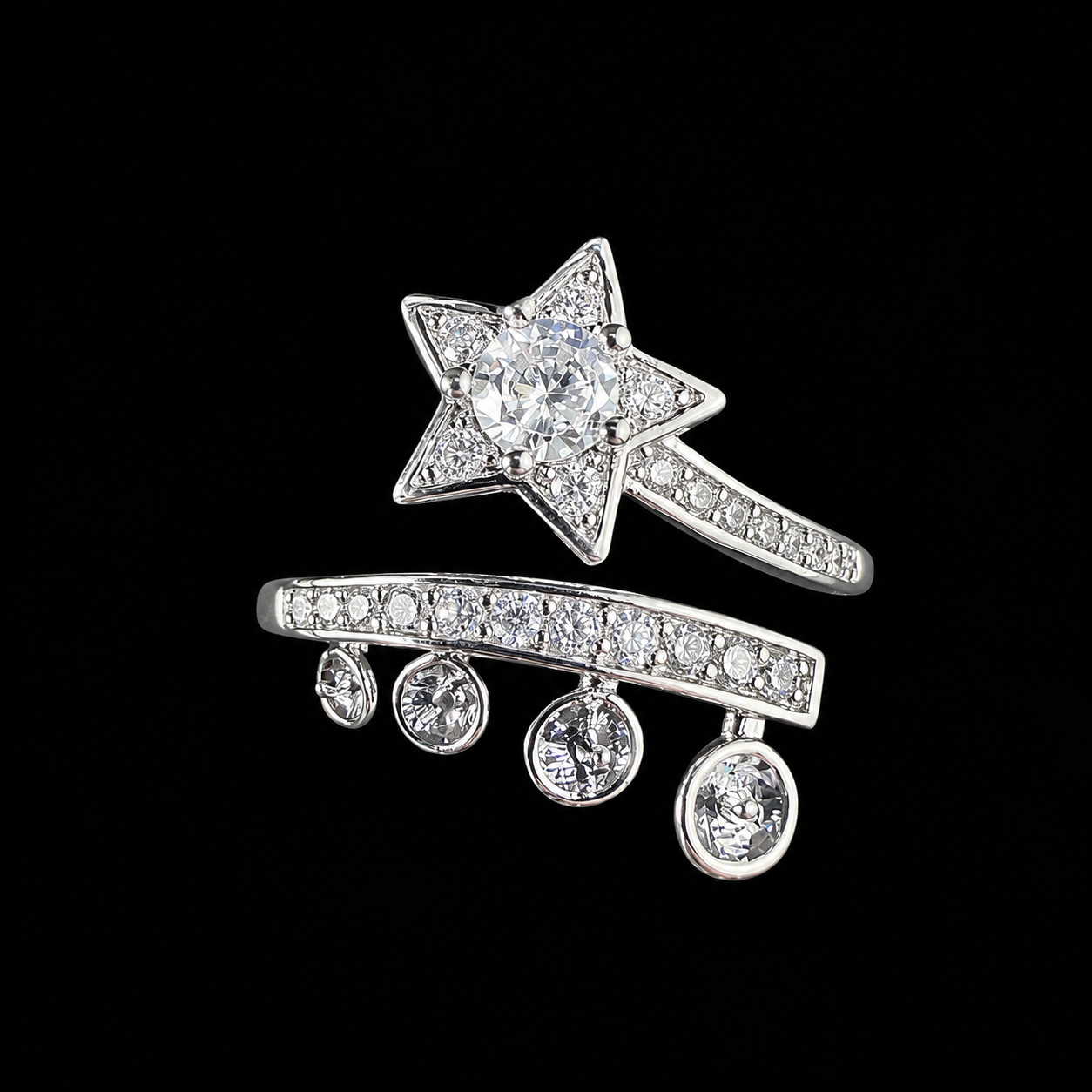 Shooting Star Sparkle Multi Pearl Ring