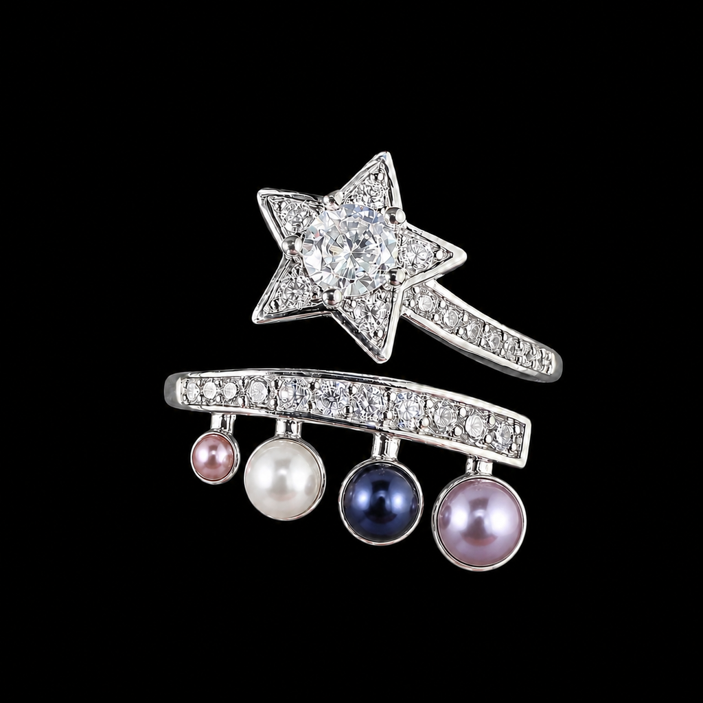 Shooting Star Sparkle Multi Pearl Ring