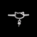 Simple Kitty Sparkle Pearl Drop Ring