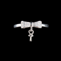 Simple Bow Pearl Drop Ring