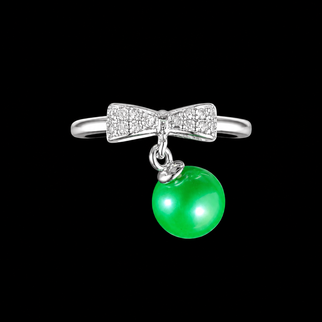 Simple Bow Pearl Drop Ring