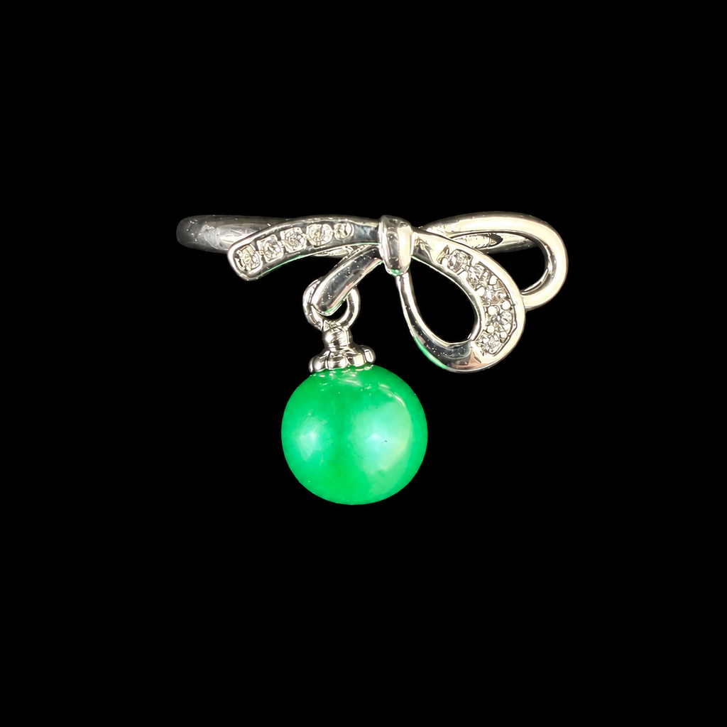 Sparkle Bow Pearl Drop Ring