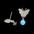 Two-Tone Butterfly Pearl Earrings