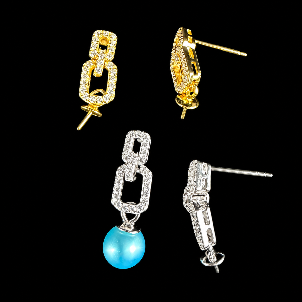 Modern Link Pearl Earrings