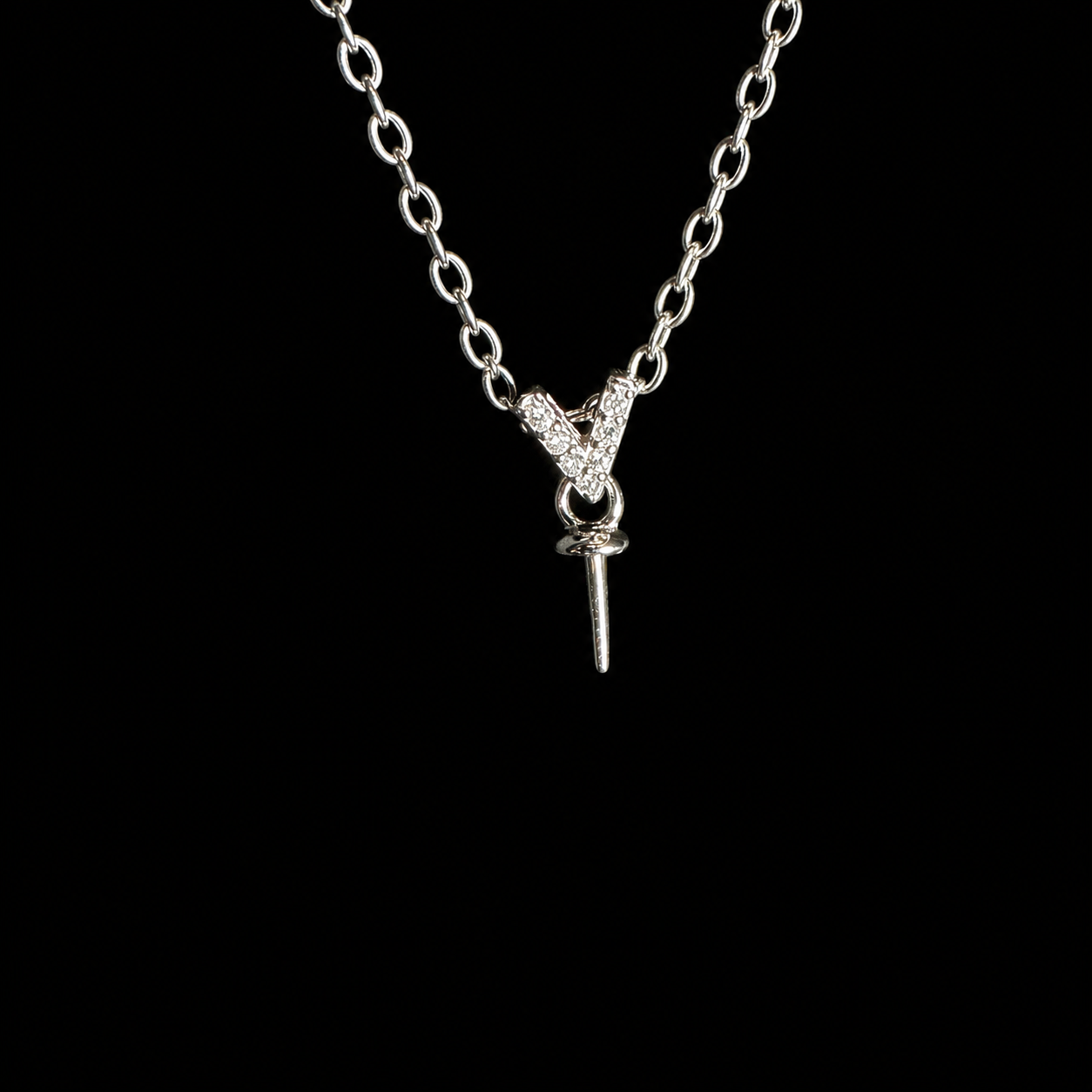 Simple V CZ Drop Pendant