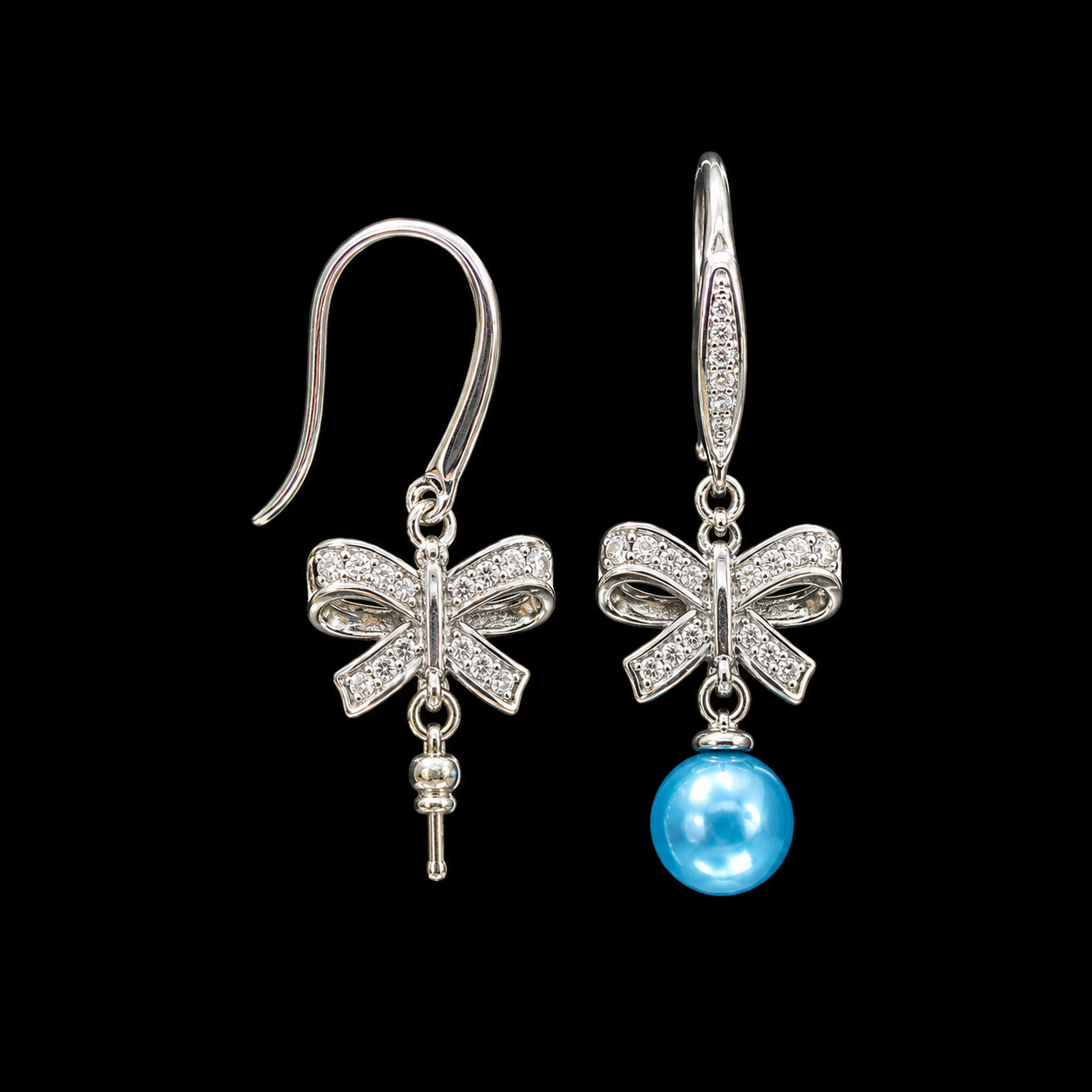 Pearl Bow Drop Earrings