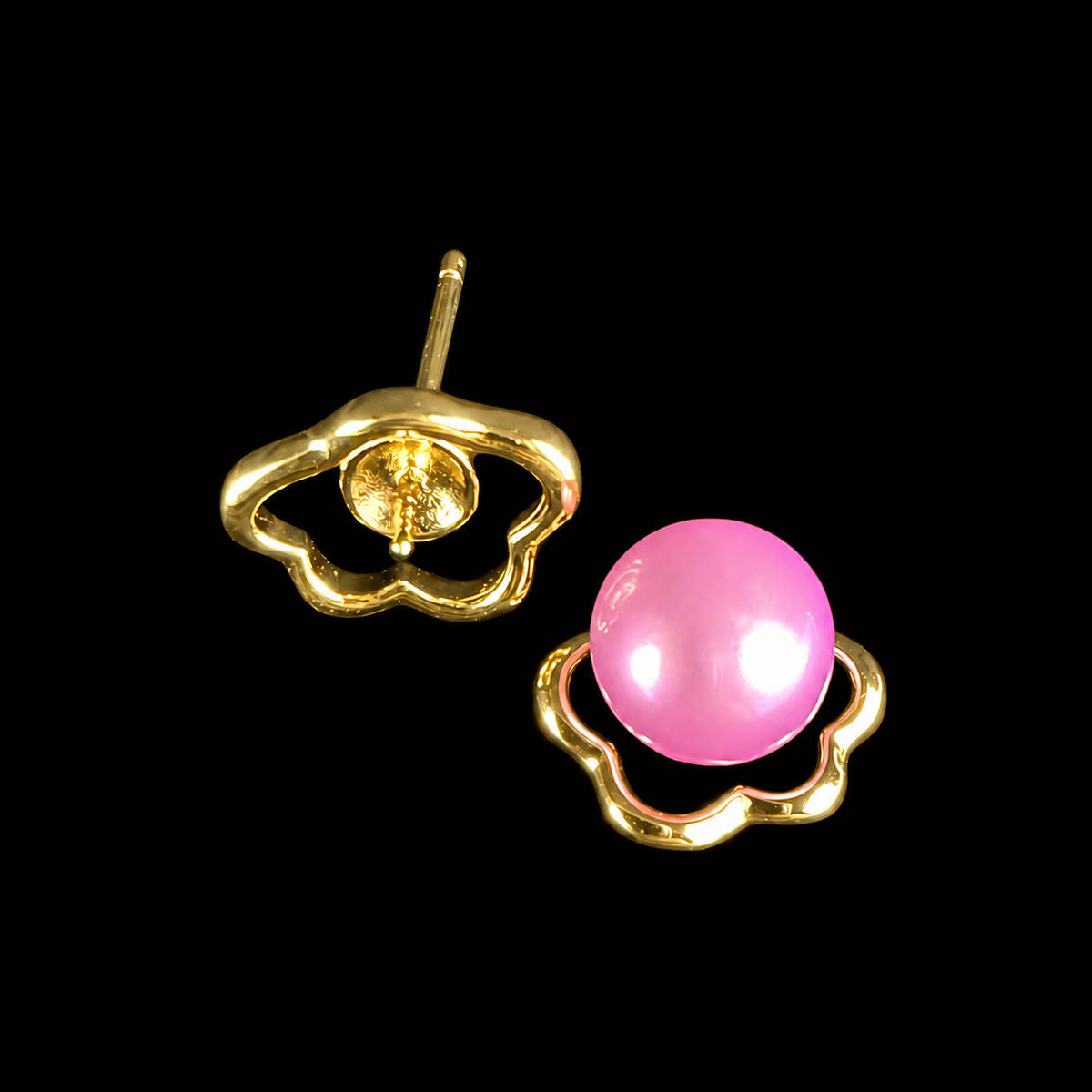 Gold Soft Cloud Mini Pearl Earrings