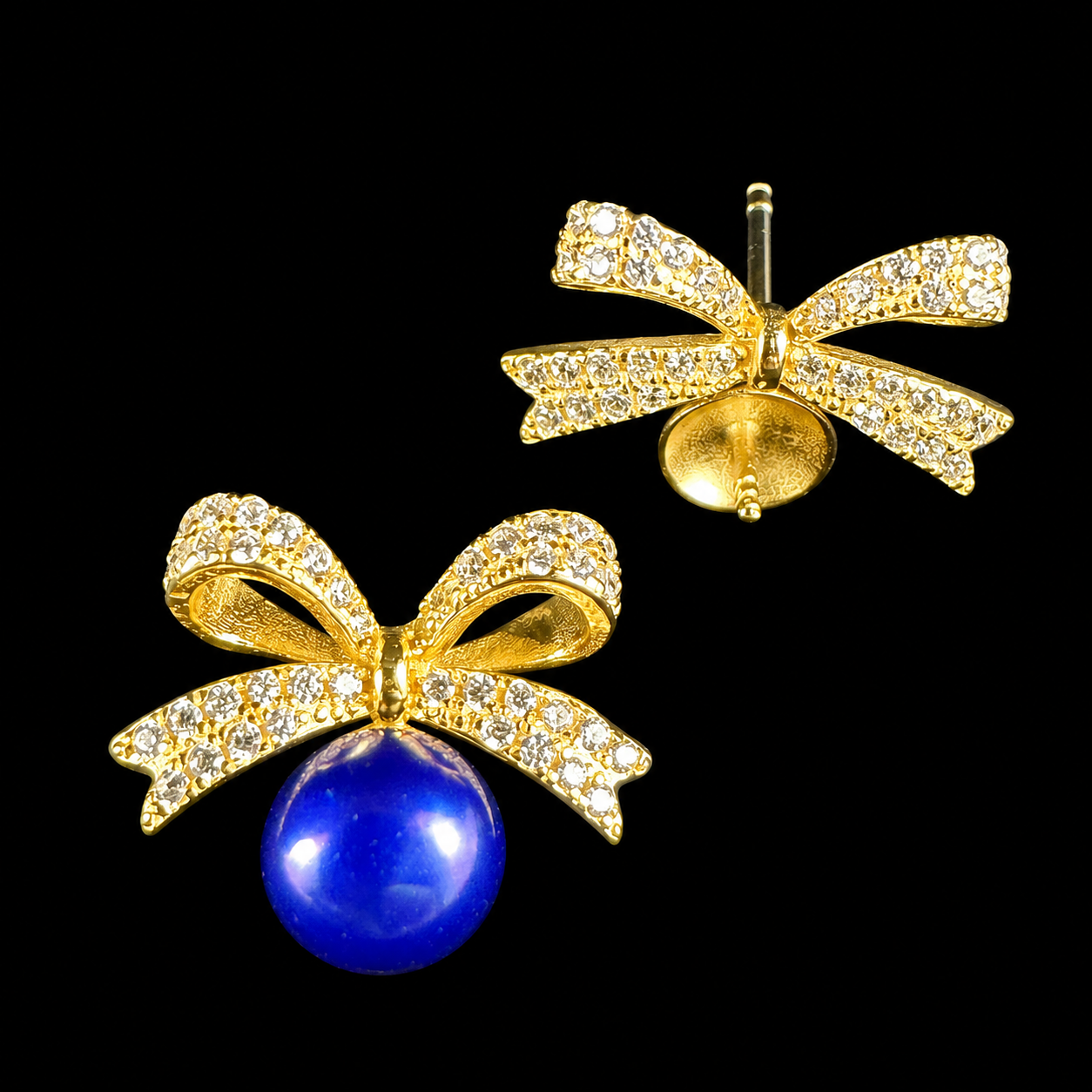 Sweet Sparkle Bow Pearl Earrings