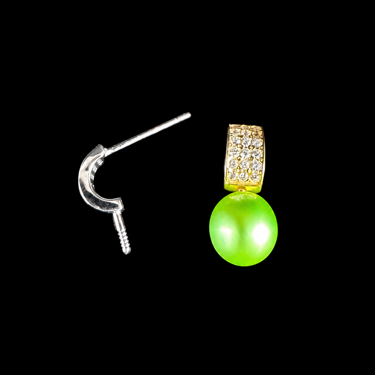 Brilliant Pavé Pearl Stud Earrings
