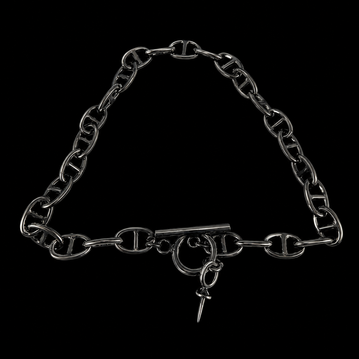 Midnight Chain Toggle Pearl Bracelet