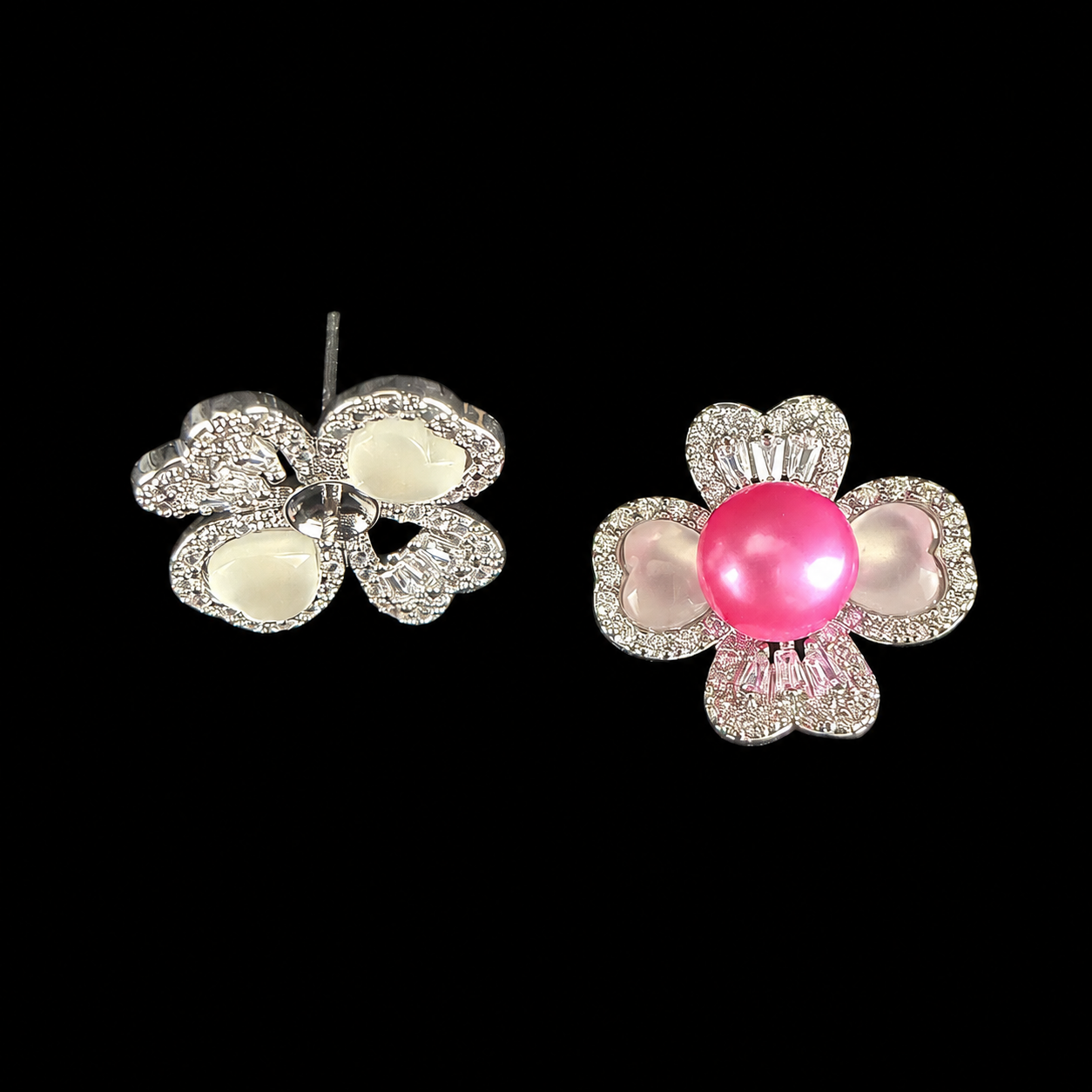 Four Hearts Pearl Earrings