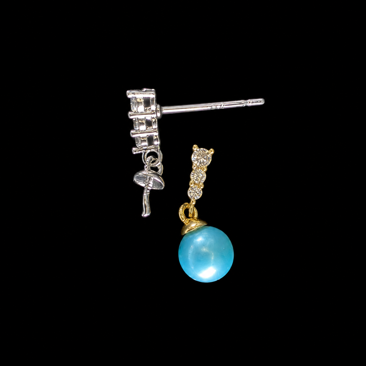 Crystal Bar Pearl Drop Earrings