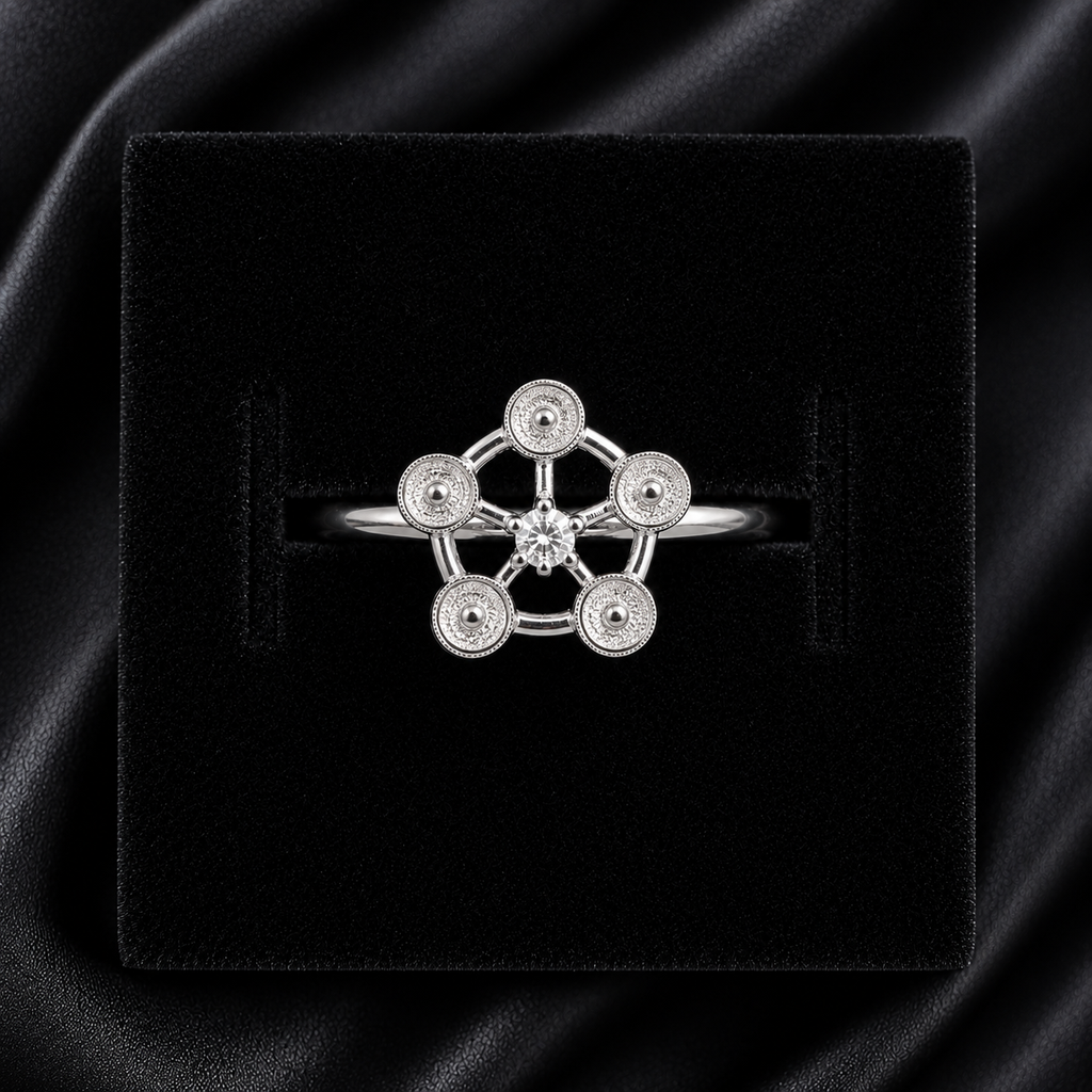 Pentagon Sparkle Mini Pearl Ring