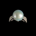 Crystal Detail Edison Pearl Ring