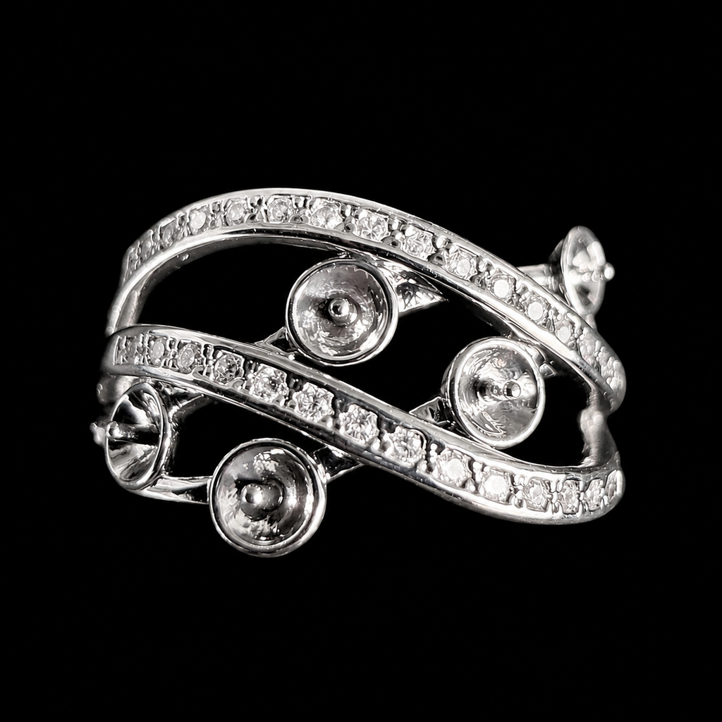 Crystal Sweep Mini Pearl Ring