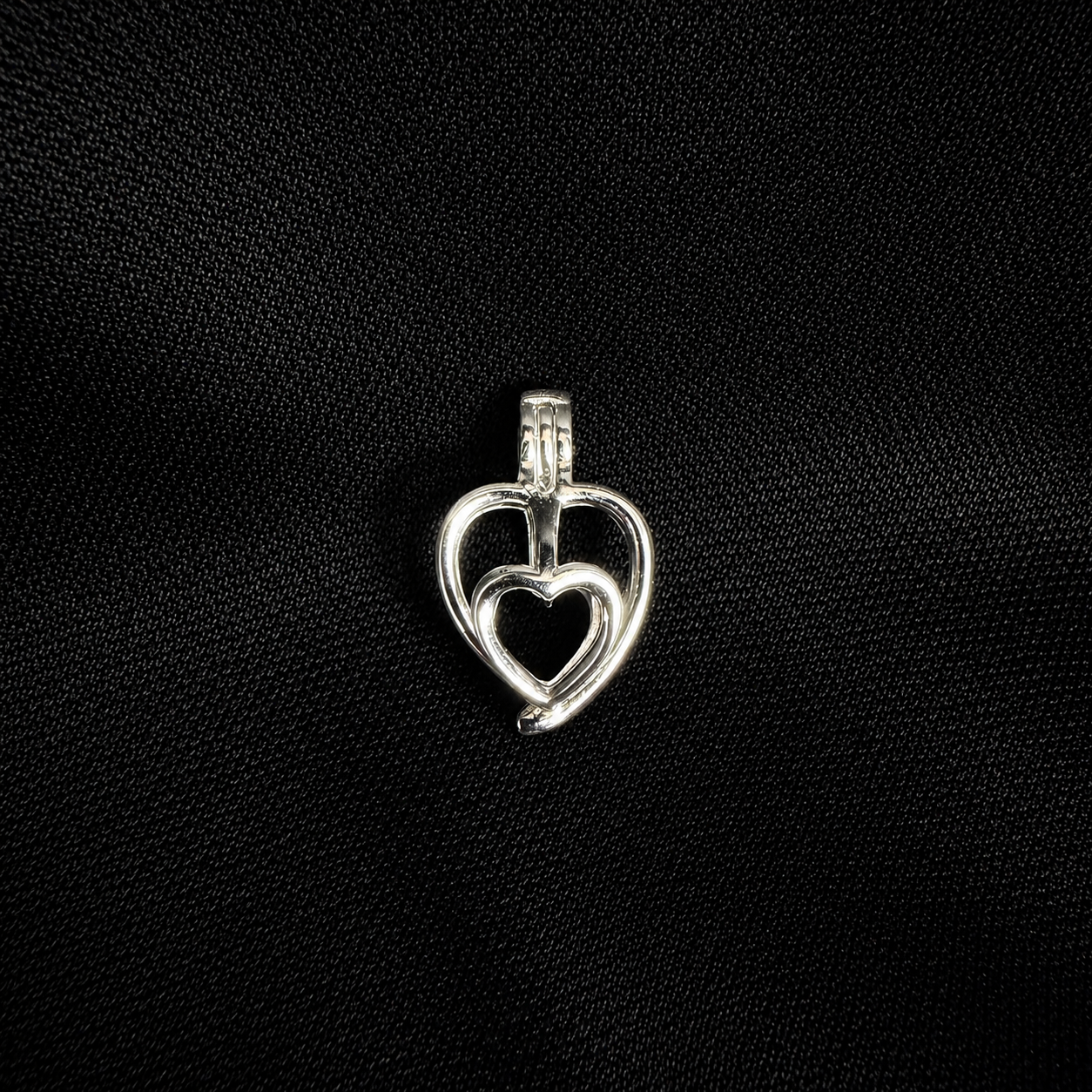 Double Heart Pendant Pearl Cage