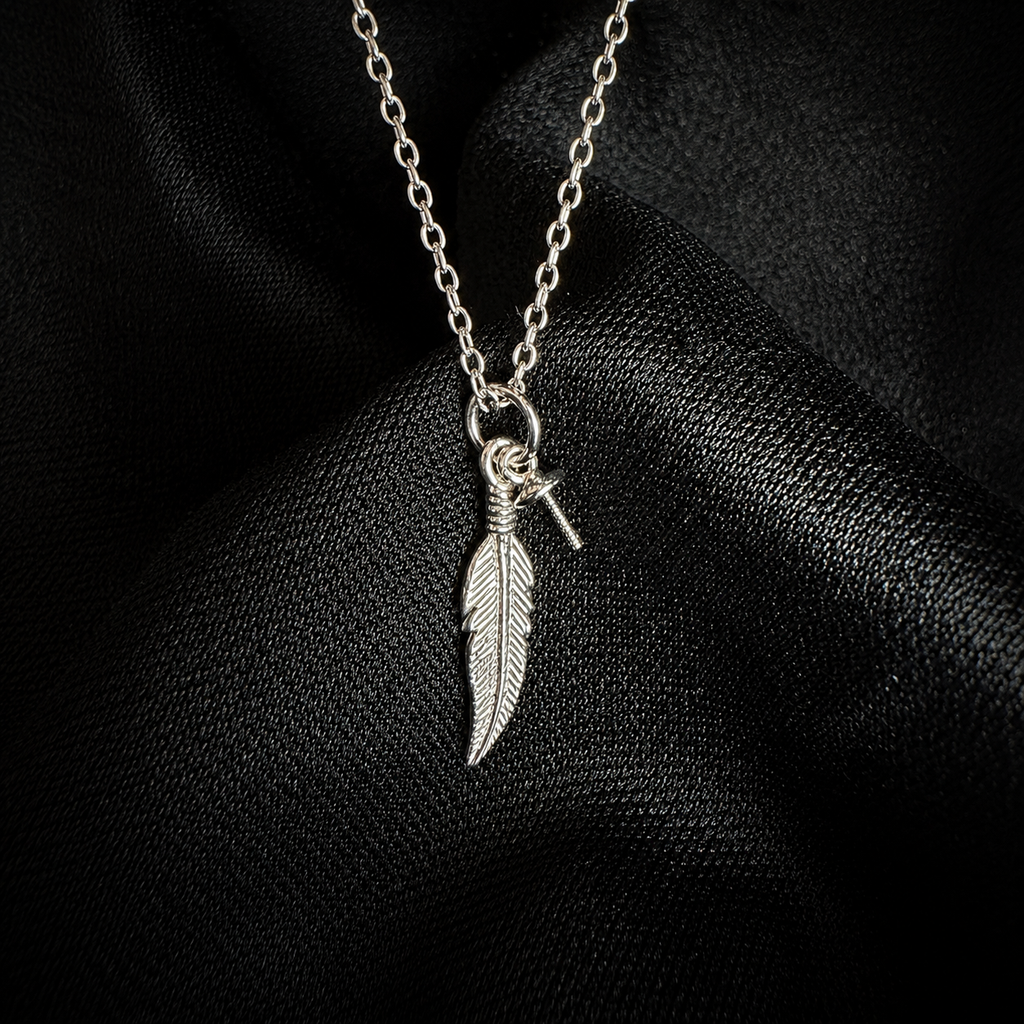 Feather and Pearl Pendant