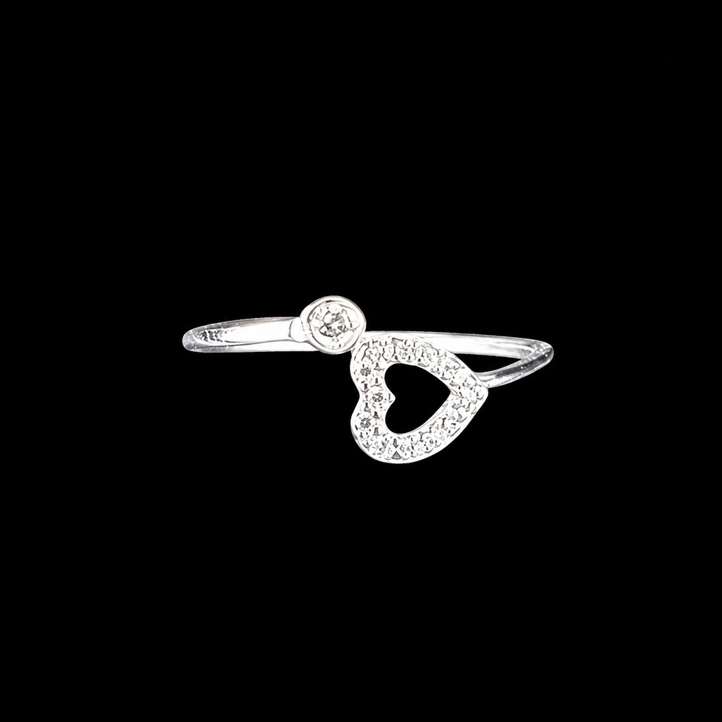 Glittering Heart Pearl Ring