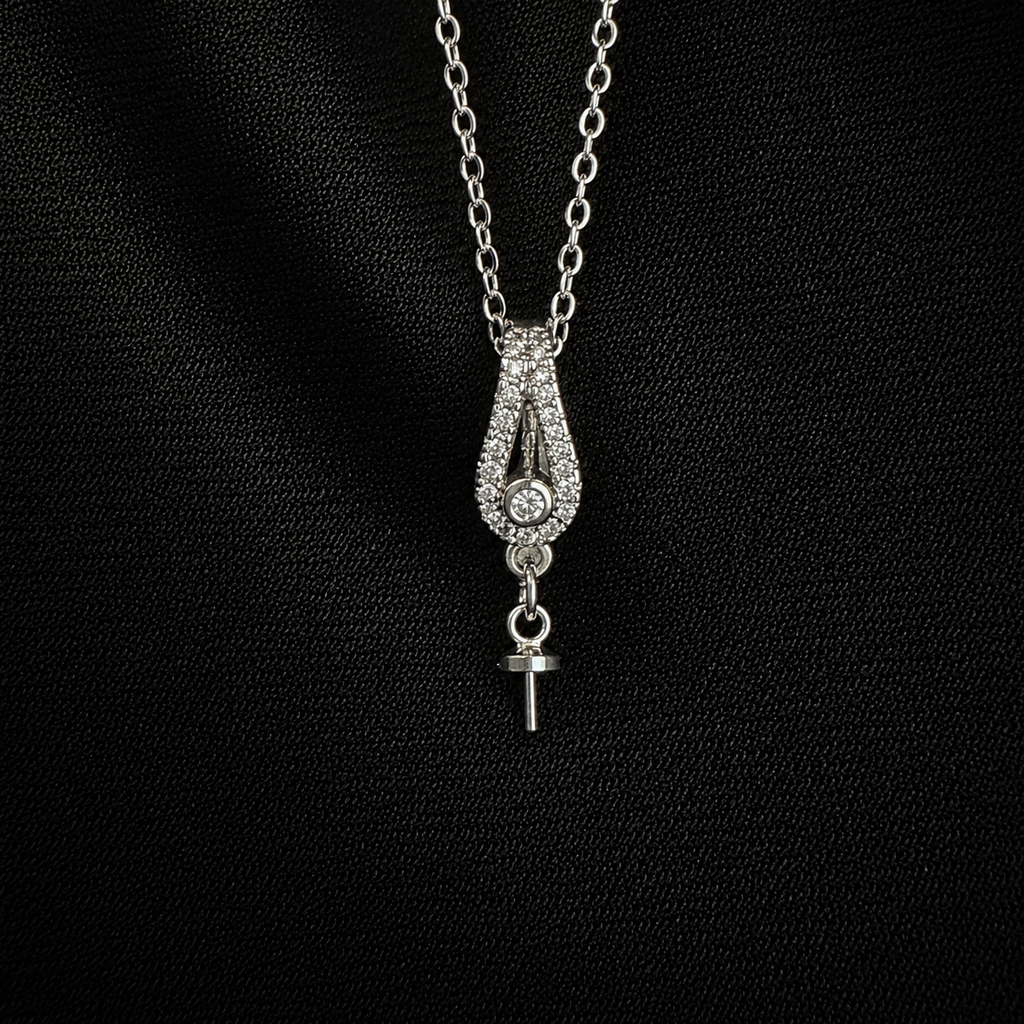 Simple Teardrop Sparkle Drop Pearl Pendant