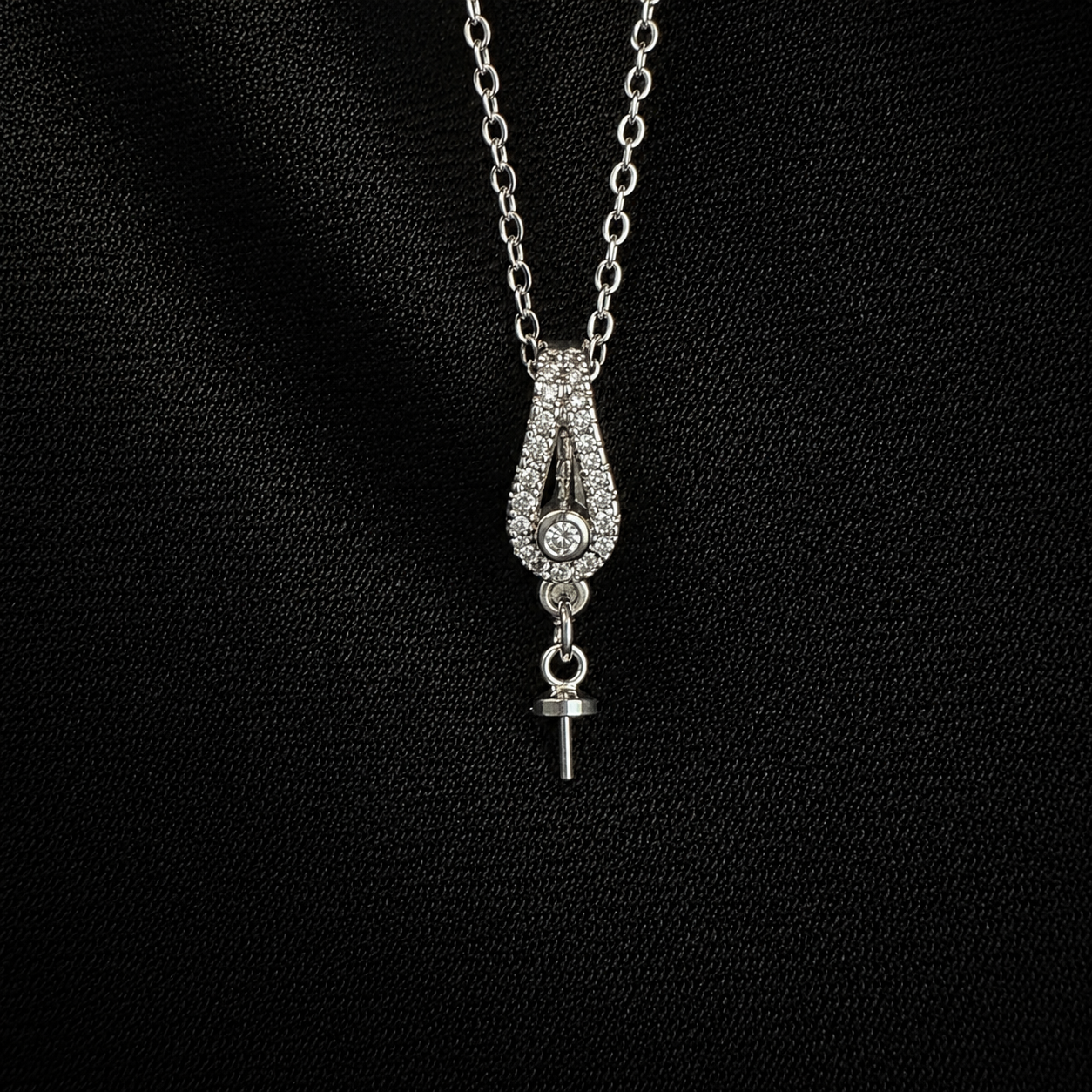 Simple Teardrop Sparkle Drop Pearl Pendant