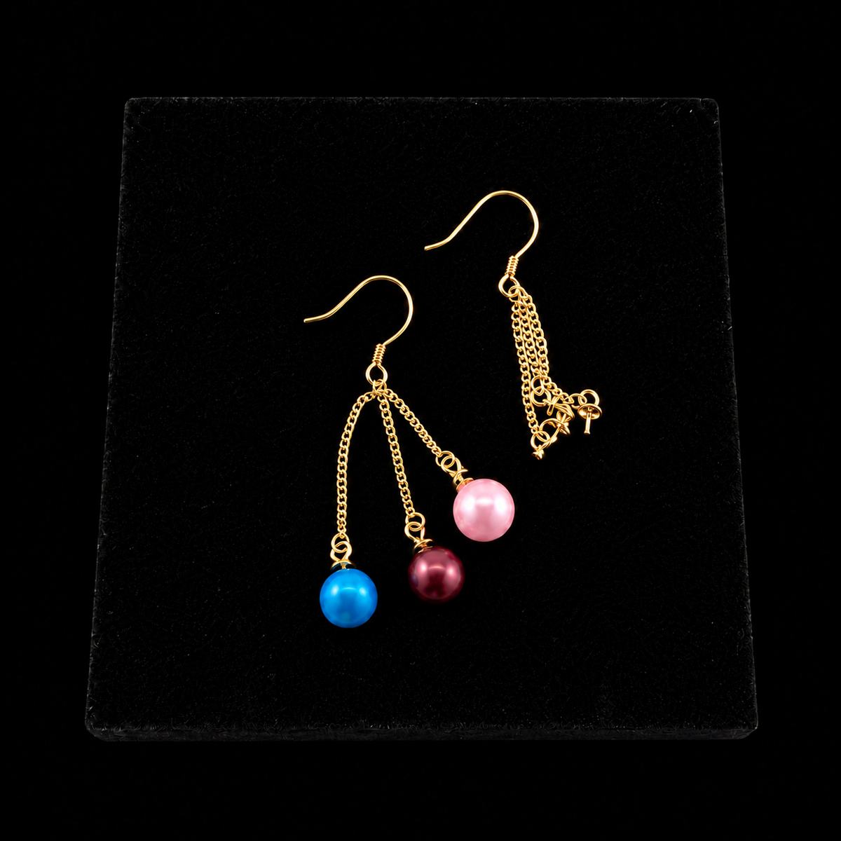 Gold Triple Drop Fishhook Earrings