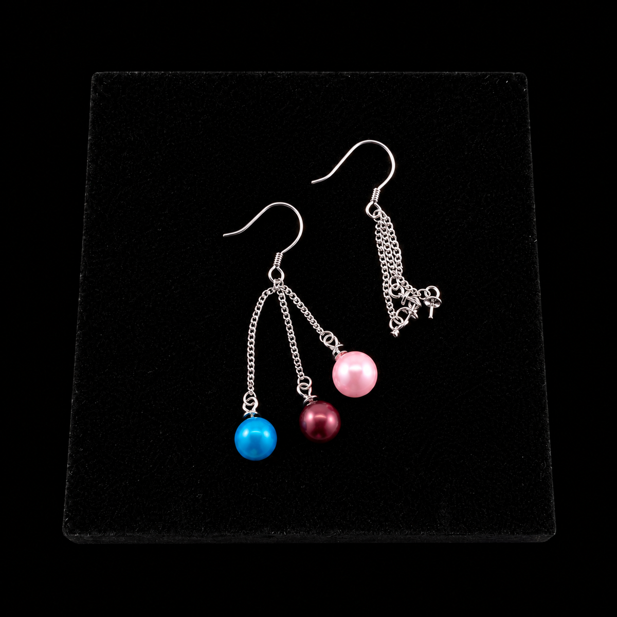 Silver Triple Drop Fishhook Earrings
