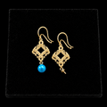 Gold Regal Lace Pearl Drop Earrings