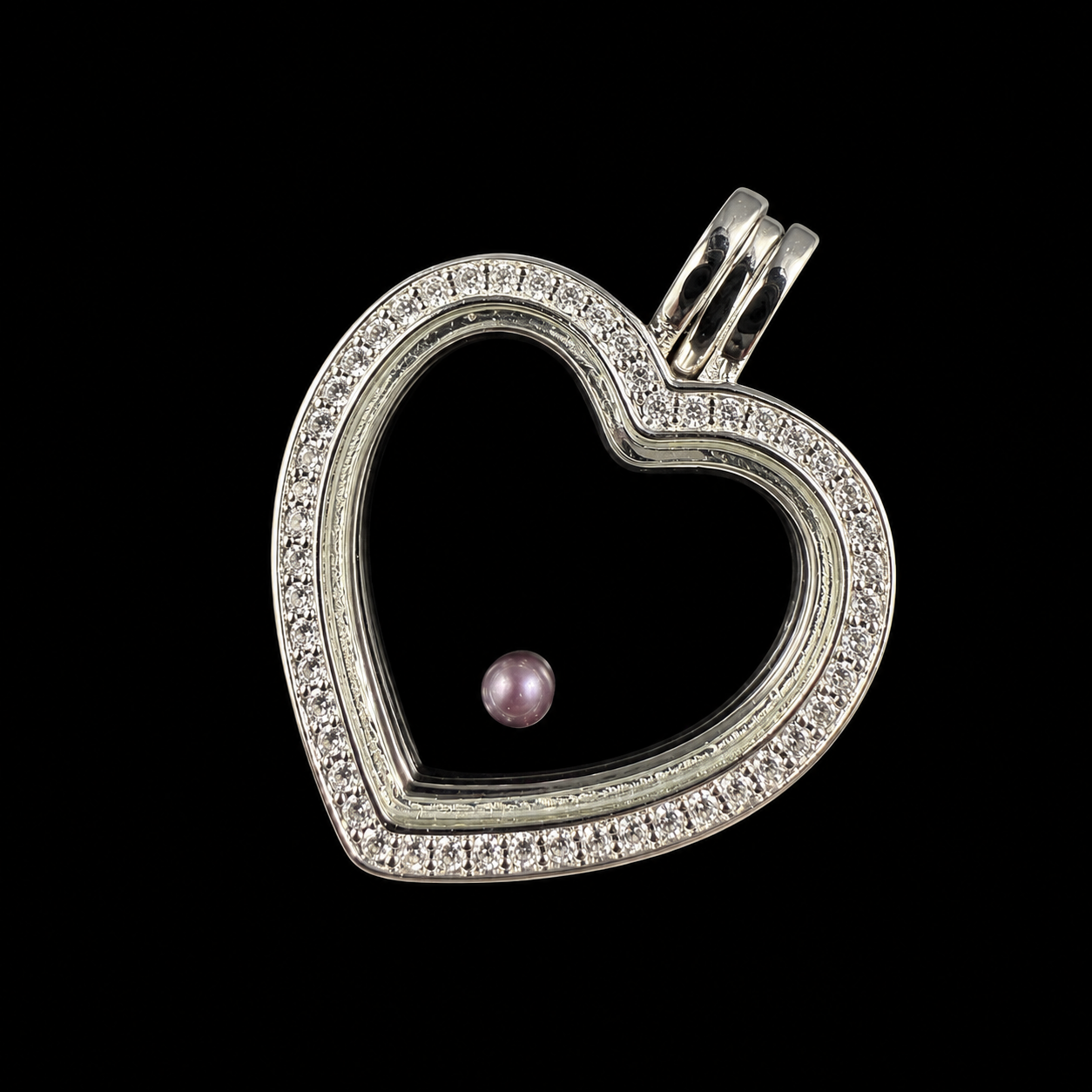 Large Heart Sparkle Locket for Mini Pearls