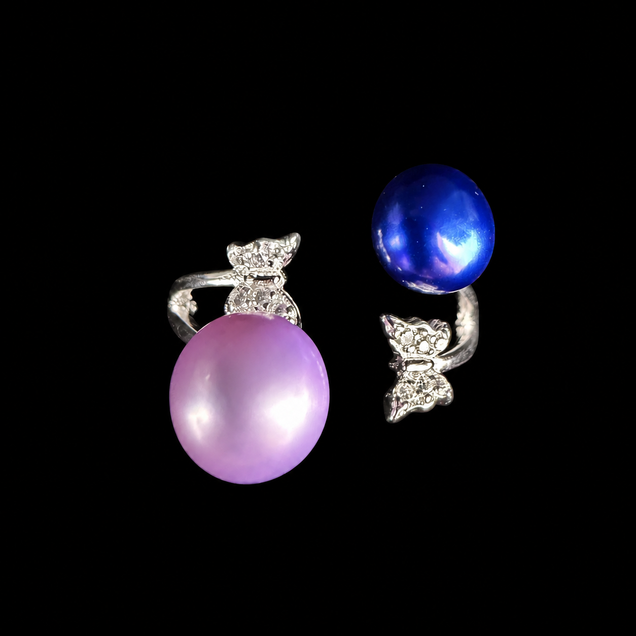 Dazzling Duo Butterfly and Pearl Ring