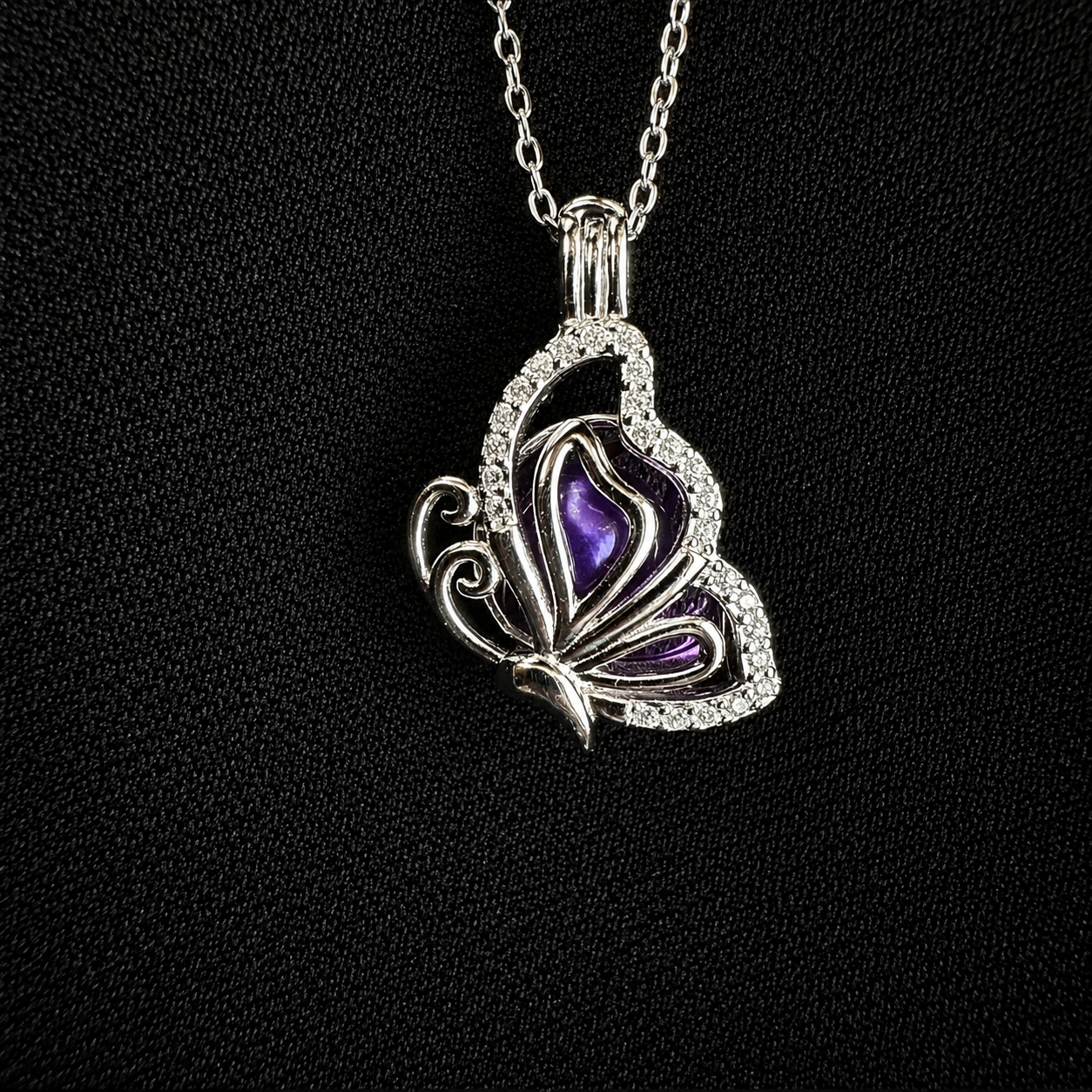 Sparkling Butterfly Pendant Pearl Cage