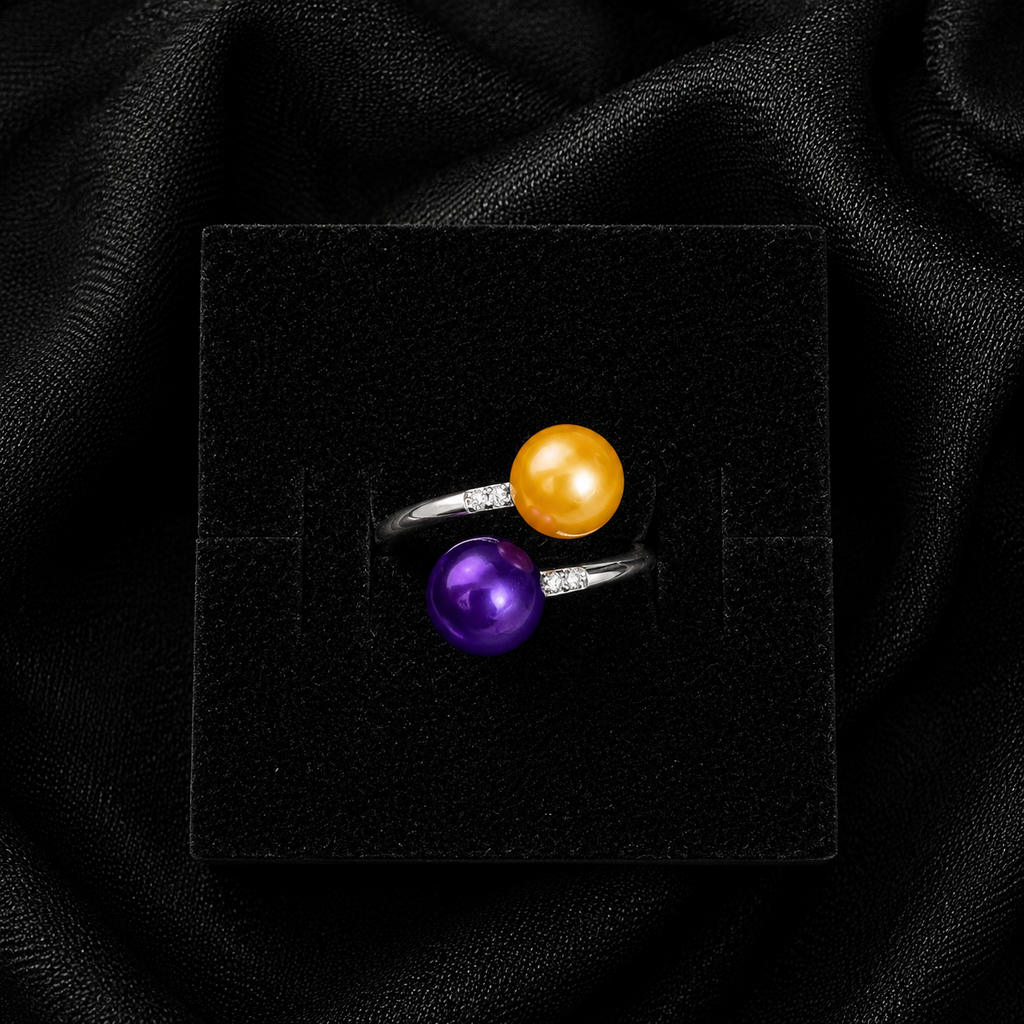 Double Pearl Simple Ring