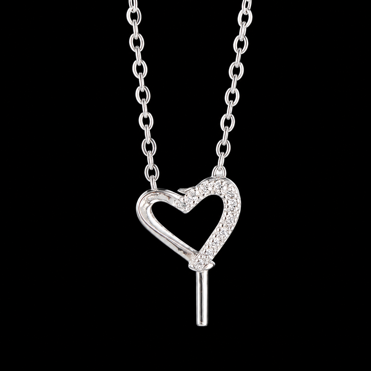 Sparkle Heart Drop Pendant