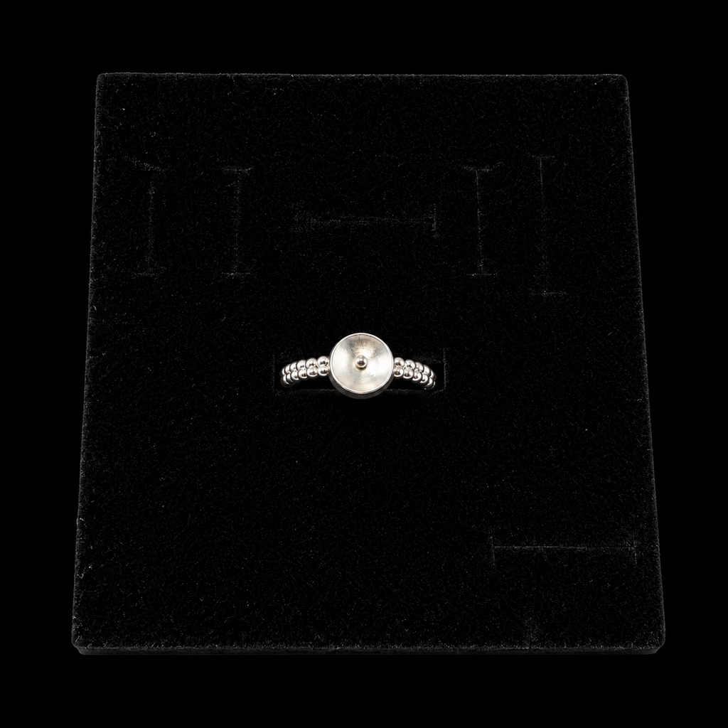 Silver Grooved Pearl Ring