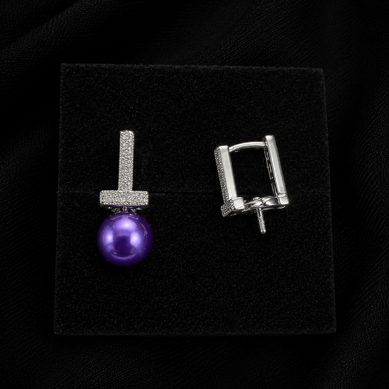 Square Upside Down T Hoop Earrings