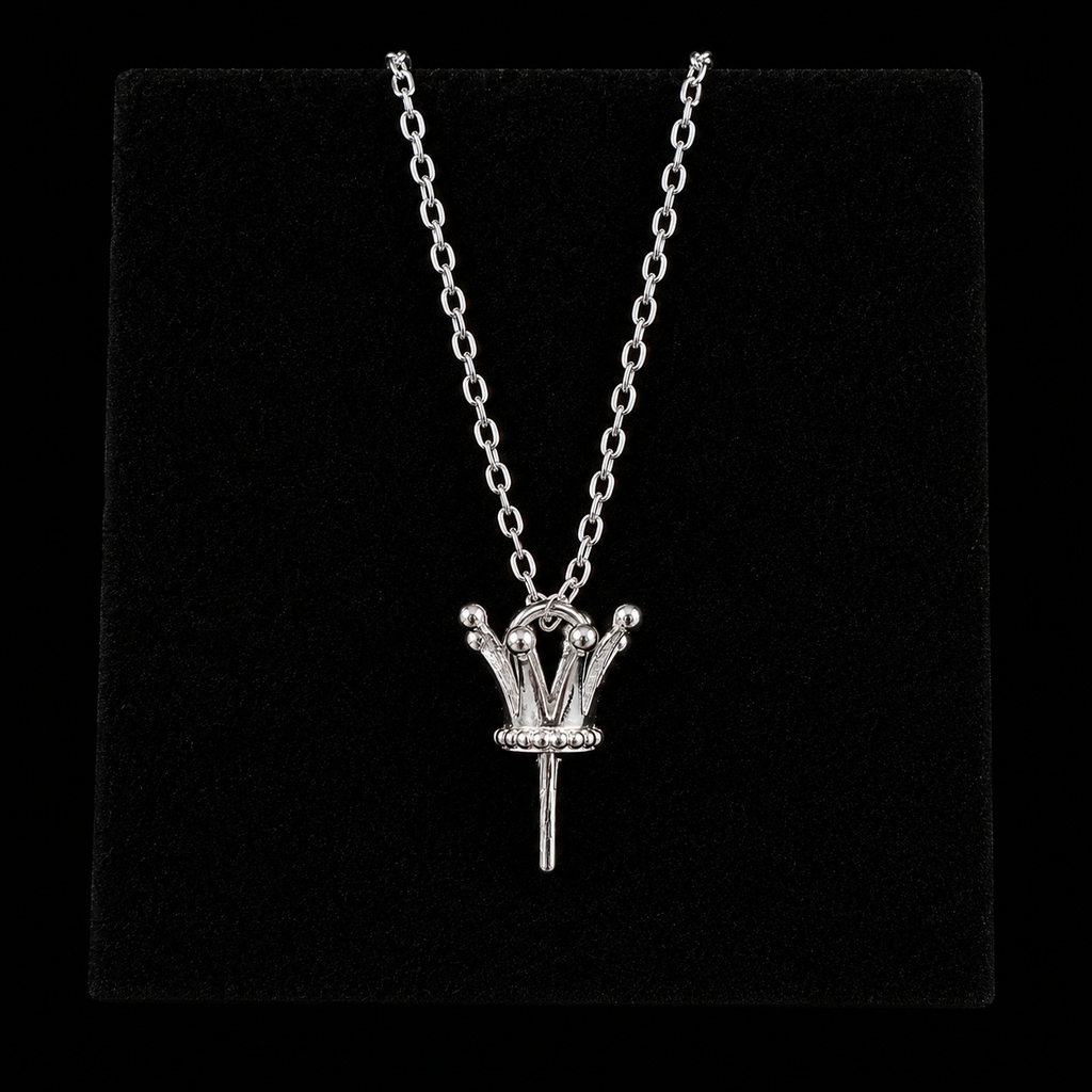 Silver Crown Drop Pendant