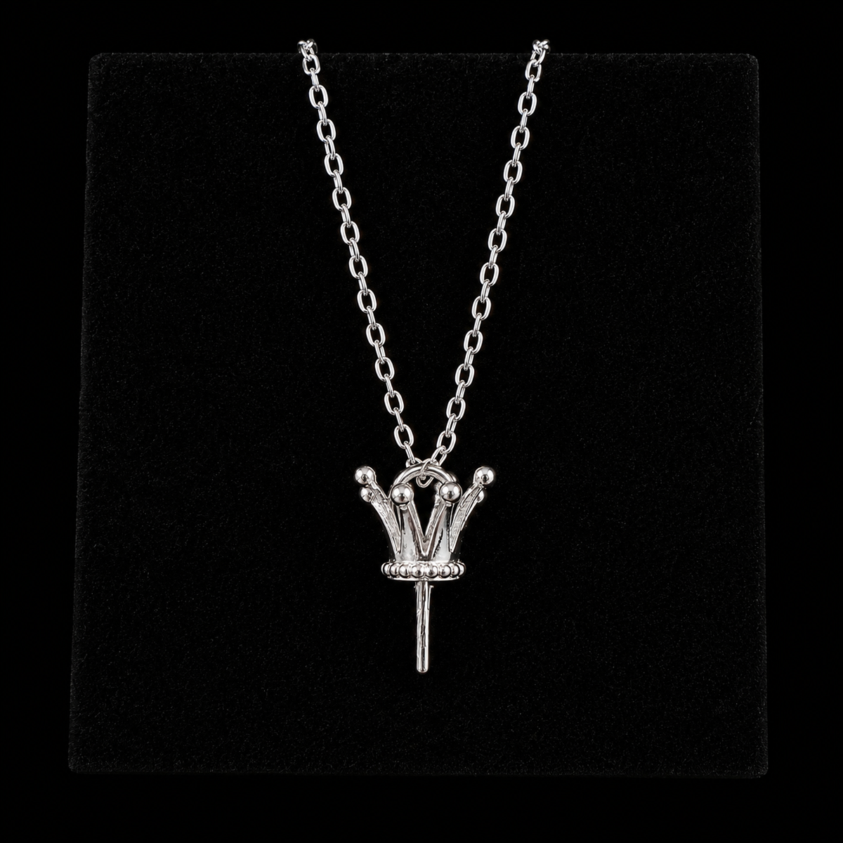 Silver Crown Drop Pendant