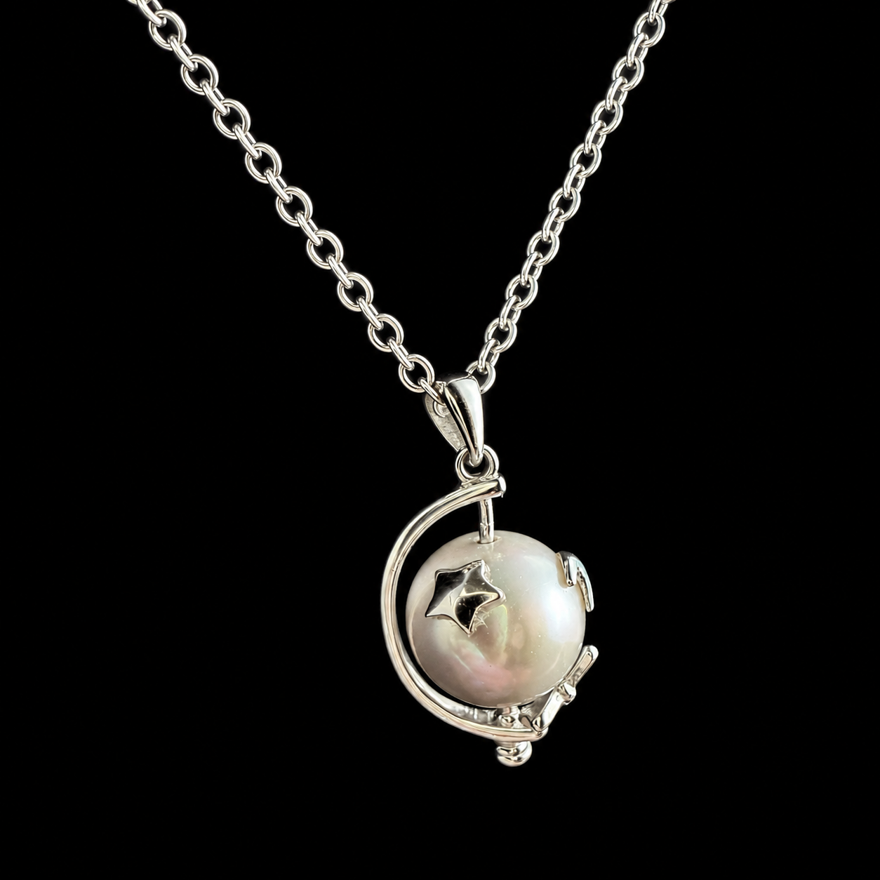 Globe w/ Moon & Star Drop Pendant