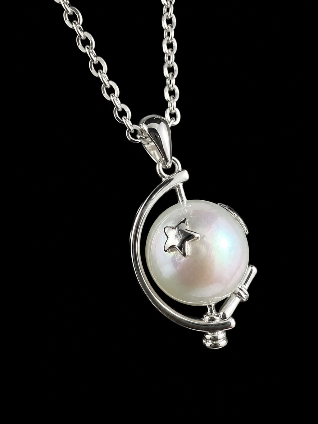 Globe w/ Moon & Star Drop Pendant