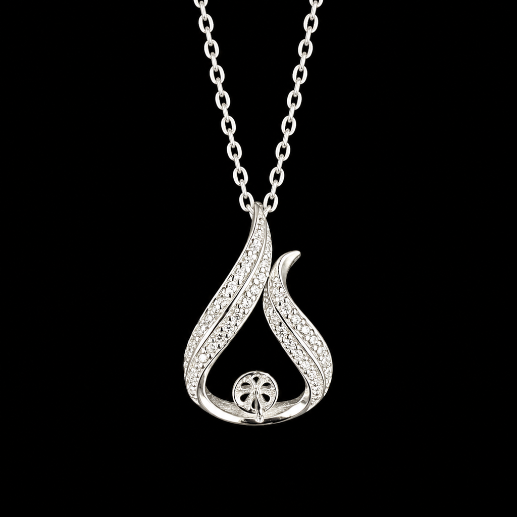 Open Teardrop Sparkly Pendant