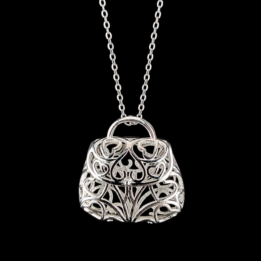 Filigree Handbag Pendant Pearl Cage