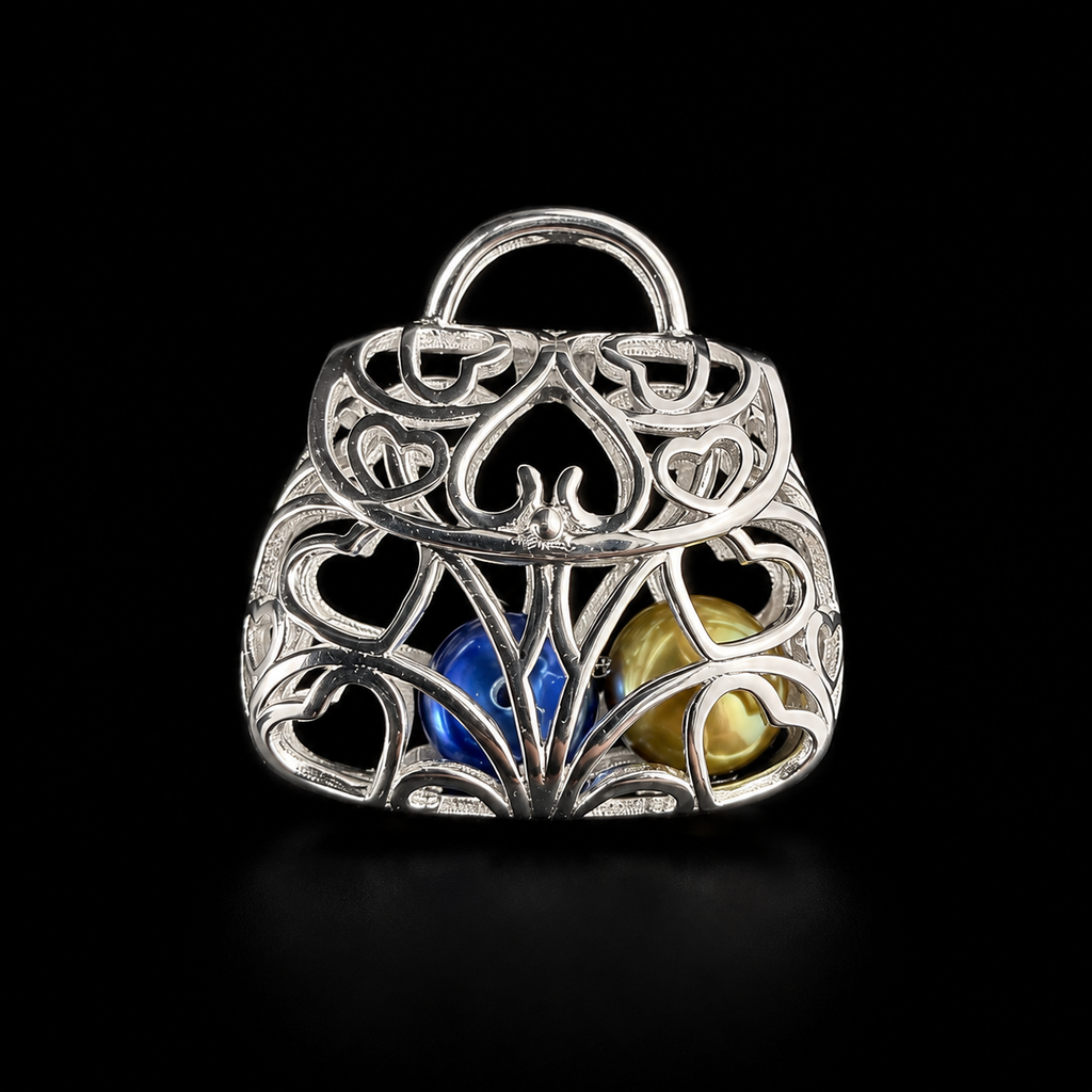 Filigree Handbag Pendant Pearl Cage