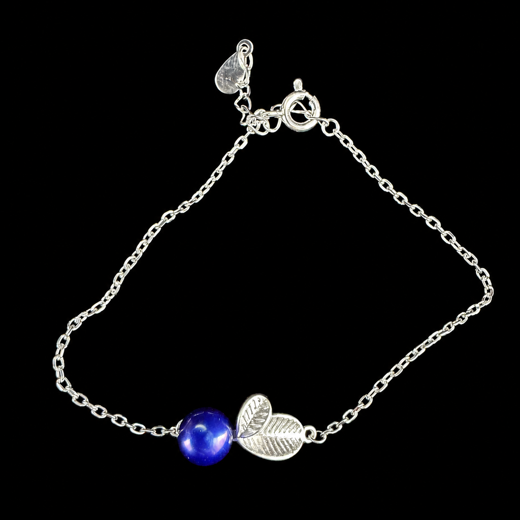 Silver Leaf Pearl Bracelet