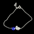 Silver Leaf Pearl Bracelet