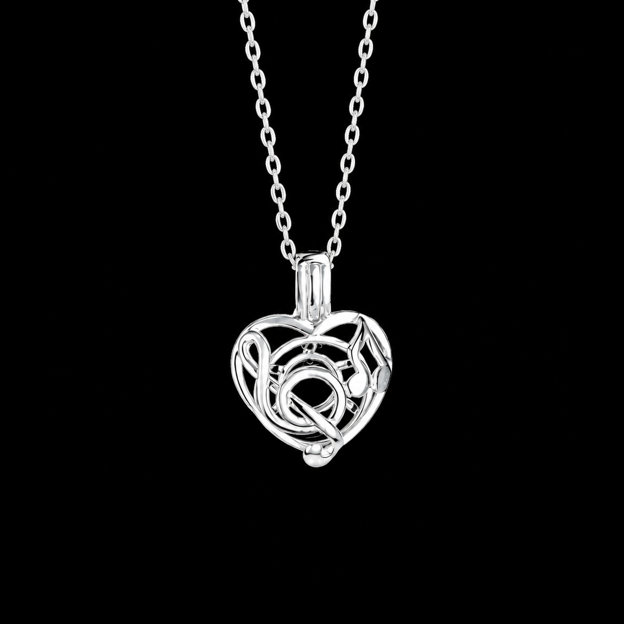 Heart Music Notes Pendant Pearl Cage