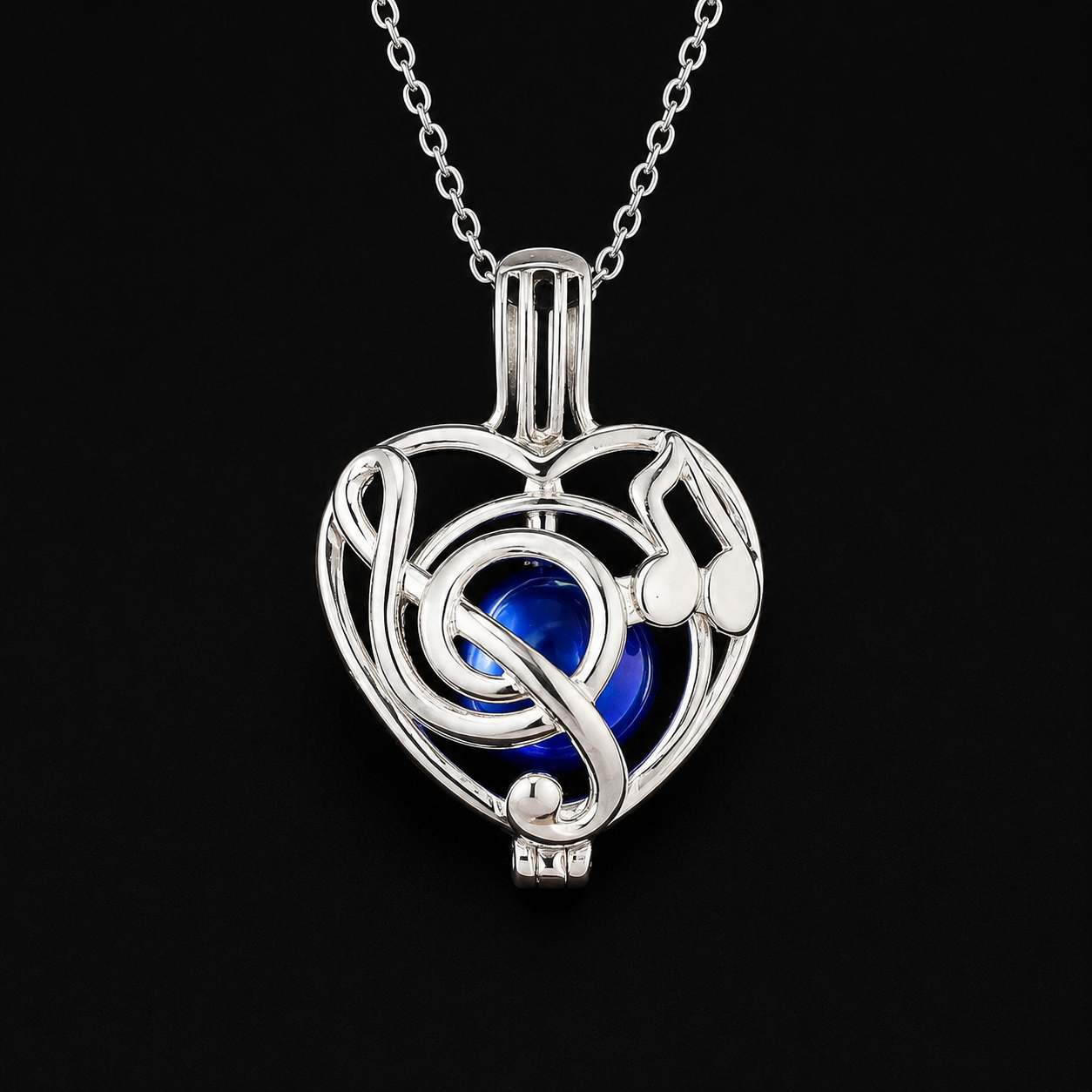 Heart Music Notes Pendant Pearl Cage