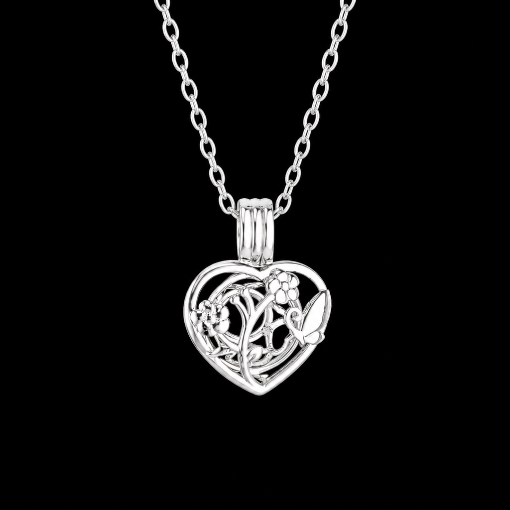 Heart with Flowers Pendant Pearl Cage