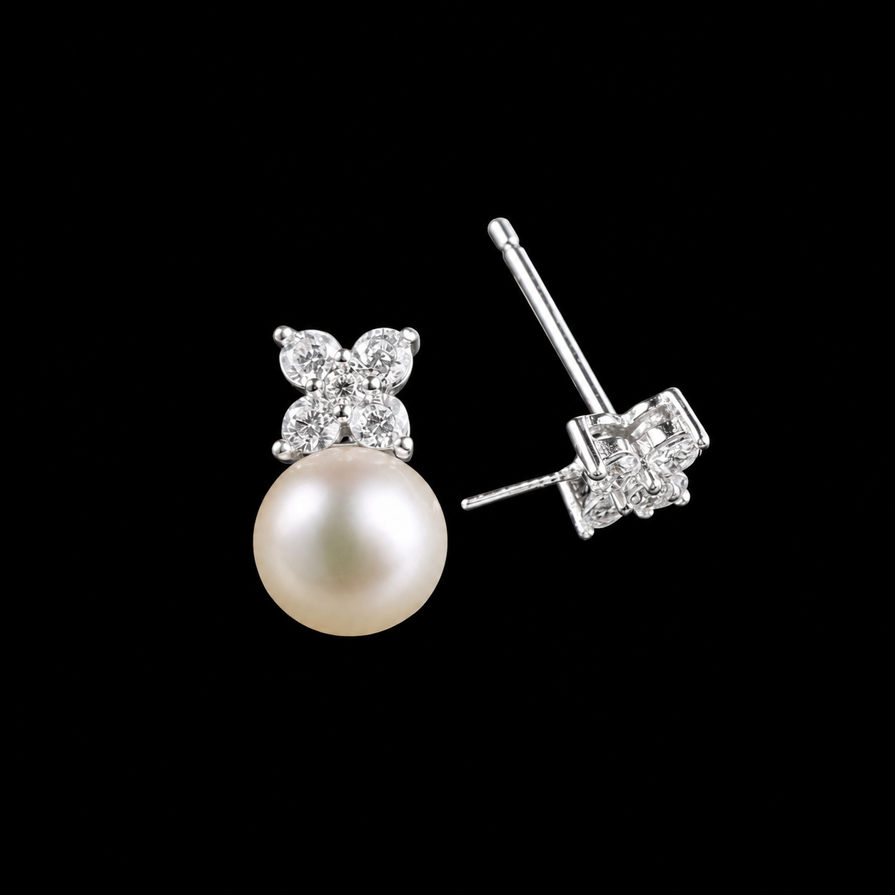 Butterfly Sparkle Pearl Earrings