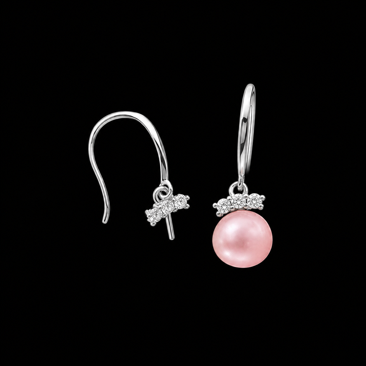 Simple Drop Sparkle Fish Hook Earrings